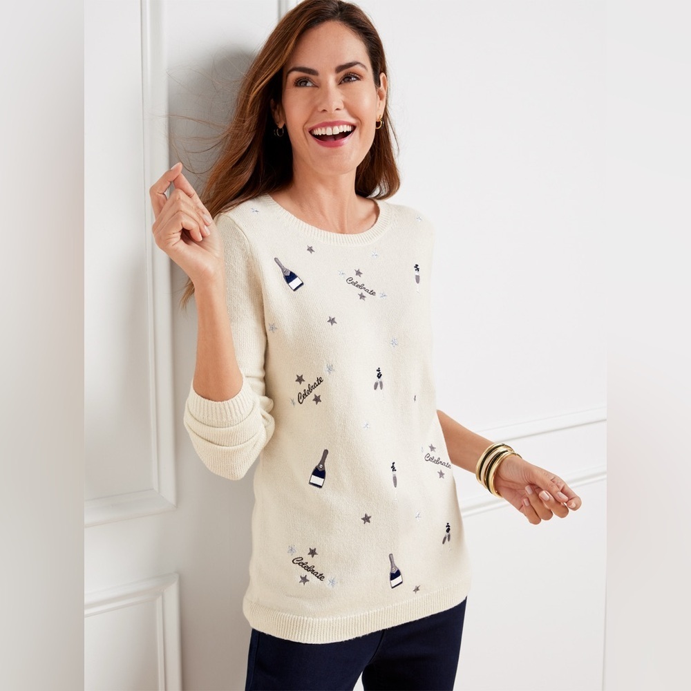 Talbots Celebrate Jupiter Crewneck Pullover Sweater New Years